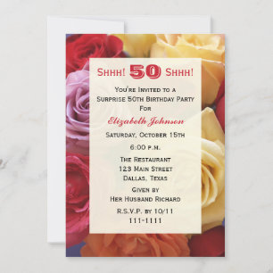 Surprise 50th Birthday Party Invitation Roses