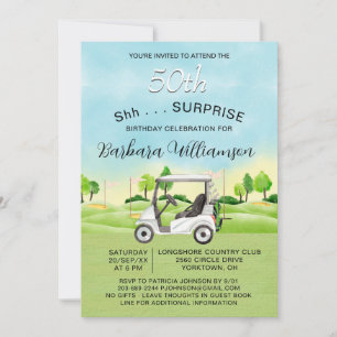 SURPRISE 50th Birthday Party Lady Golfer Theme Invitation