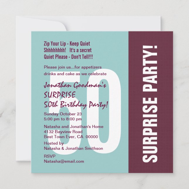 Surprise 50th Birthday Party Modern Pattern Column Invitation (Front)