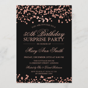 Surprise 50th Birthday Party Rose Gold Foil Invitation