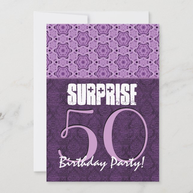 Surprise 50th Birthday Purple LaceTemplate 01 Invitation (Front)