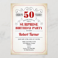 Surprise 50th Birthday - Red White Black