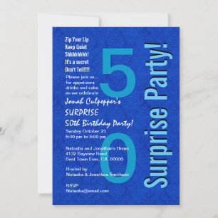 SURPRISE 50th Birthday Royal Blue B400 Invitation