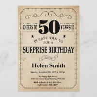 Surprise 50th Birthday Rustic Vintage Retro