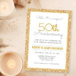 Surprise 50th Wedding Anniversary Faux Glitter Invitation<br><div class="desc">This simple but elegant surprise 50th Wedding Anniversary Celebration invitation features a gold faux glitter border. Custom text allows you to add your invitation details.</div>