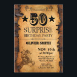 Surprise 50th Western Birthday Invitation<br><div class="desc">Surprise 50th Western Birthday Invitation. Cowboy Horse Wild West Theme Birthday Party. Rustic Wood Country Background. For further customization,  please click the "Customize it" button and use our design tool to modify this template.</div>