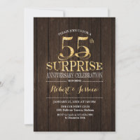 Surprise 55th Wedding Anniversary - Wood Gold