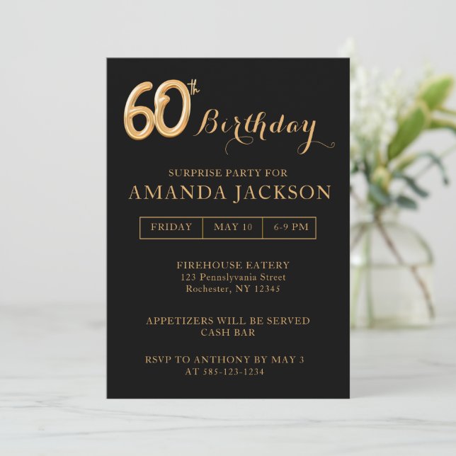 Surprise 60e anniversaire de fête Invitation (Debout devant)