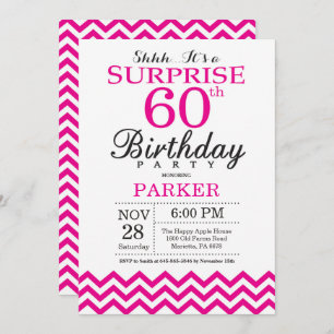 Surprise 60e anniversaire Invitation Hot Pink Chev