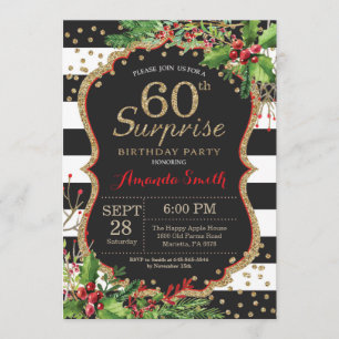 Surprise 60e anniversaire Invitation Noël Or