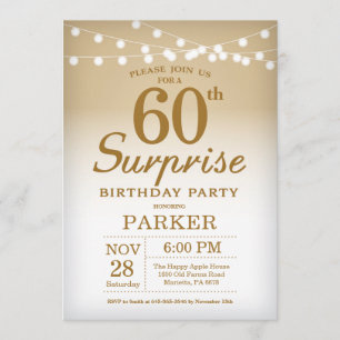 Surprise 60e anniversaire Invitation Or