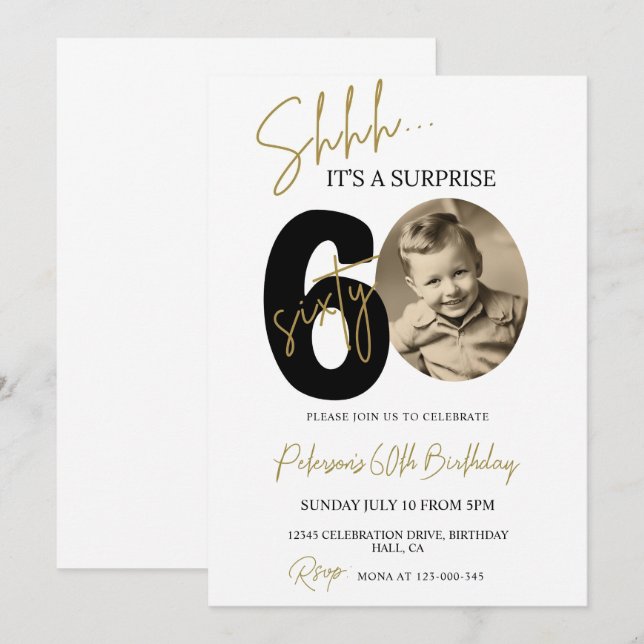 Surprise 60e anniversaire Invitation Photo Oiseau  (Devant / Derrière)