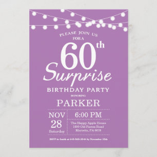 Surprise 60e anniversaire Invitation Purple Lavend