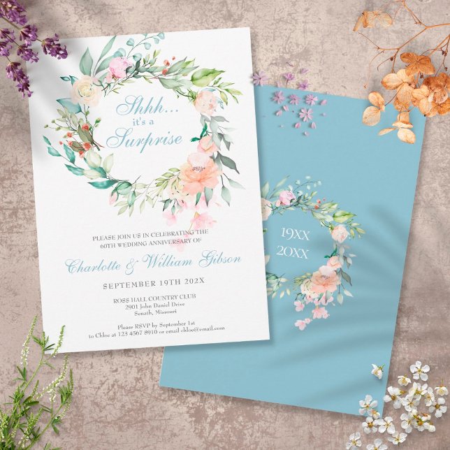 Surprise 60th Anniversary Party Roses Floral Invitation (Creator Uploaded)