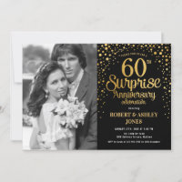 Surprise 60th Anniversary with Photo - Black Gold