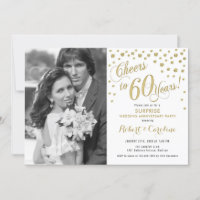 Surprise 60th Anniversary with Photo - Gold White