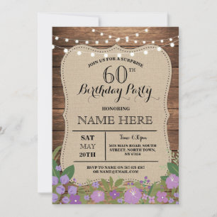 SURPRISE 60th & Any Age Birthday Party Wood Invite
