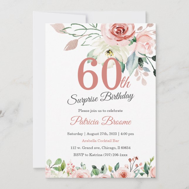 Surprise 60th Birthday for Women Invitation (Front)