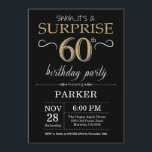 Surprise 60th Birthday Invitation Black and Gold<br><div class="desc">Surprise 60th Birthday Invitation with Black and Gold Glitter Background. Chalkboard. Adult Birthday. Men or Women Bday Invite. Any age. For further customization,  please click the "Customize it" button and use our design tool to modify this template.</div>