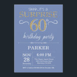 Surprise 60th Birthday Invitation Blue and Gold<br><div class="desc">Surprise 60th Birthday Invitation with Blue and Gold Glitter Background. Chalkboard. Adult Birthday. Men or Women Bday Invite. Any age. For further customization,  please click the "Customize it" button and use our design tool to modify this template.</div>