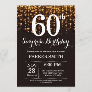 Surprise 60th Birthday Invitation Gold Glitter