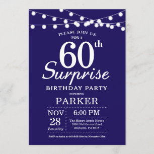 Surprise 60th Birthday Invitation Navy Blue