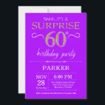 Surprise 60th Birthday Invitation Purple and Gold<br><div class="desc">Surprise 60th Birthday Invitation with Purple and Gold Glitter Background. Chalkboard. Adult Birthday. Men or Women Bday Invite. Any age. For further customization,  please click the "Customize it" button and use our design tool to modify this template.</div>