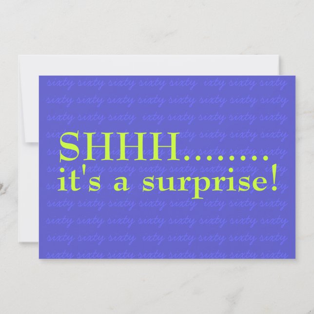 Surprise 60th Birthday Invitation Shhh (Back)