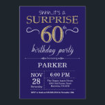 Surprise 60th Birthday Navy Blue and Gold Glitter Invitation<br><div class="desc">Surprise 60th Birthday Invitation with Navy Blue and Gold Glitter Background. Chalkboard. Adult Birthday. Men or Women Bday Invite. Any age. For further customization,  please click the "Customize it" button and use our design tool to modify this template.</div>