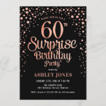 Surprise 60th Birthday Party - Black & Rose Gold Invitation<br><div class="desc">Surprise 60th Birthday Party Invitation.
Elegant design in black and faux glitter rose gold. Features stylish script font and confetti. Message me if you need custom age.</div>