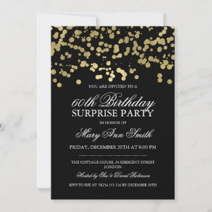 Surprise 60th Birthday Party Gold Foil Confetti Invitation