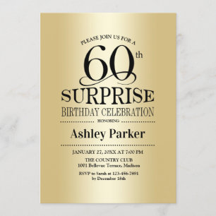 Surprise 60th Birthday Party - Gold Invitation