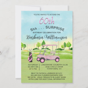 SURPRISE 60th Birthday Party Lady Golfer Theme Invitation