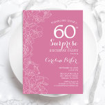Surprise 60th Birthday Party - Pink Floral Invitation<br><div class="desc">Pink Floral Surprise 60th Birthday Party Invitation. Minimalist modern design featuring botanical accents and typography script font. Simple feminine invite card perfect for a stylish female surprise bday celebration. Can be customized to any age.</div>