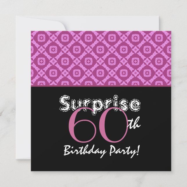 SURPRISE 60th Birthday Party Pink Flowers Invitation (Front)