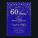 Surprise 60th Birthday Party - Royal Blue Gold Invitation<br><div class="desc">Surprise 60th Birthday Party Invitation.
Elegant design in sapphire royal blue and faux glitter gold. Features script font and diamonds confetti. Cheers to 60 Years! Message me if you need further customization.</div>