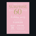 Surprise 60th Birthday Pink and Gold Glitter Invitation<br><div class="desc">Surprise 60th Birthday Invitation with Pink and Gold Glitter Background. Chalkboard. Adult Birthday. Men or Women Bday Invite. Any age. For further customization,  please click the "Customize it" button and use our design tool to modify this template.</div>