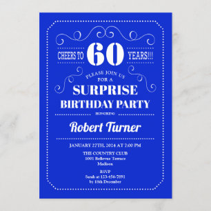 Surprise 60th Birthday - Royal Blue Invitation