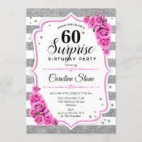 Surprise 60th Birthday - Silver White Pink