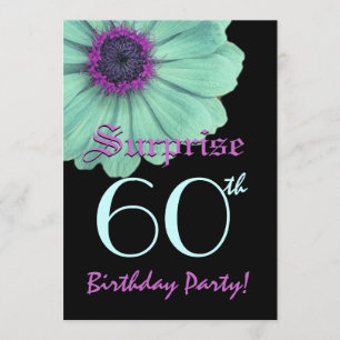 SURPRISE 60th Birthday Template Green Purple Daisy