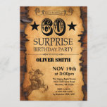 Surprise 60th Western Birthday Invitation<br><div class="desc">Surprise 60th Western Birthday Invitation. Cowboy Horse Wild West Theme Birthday Party. Rustic Wood Country Background. For further customization,  please click the "Customize it" button and use our design tool to modify this template.</div>