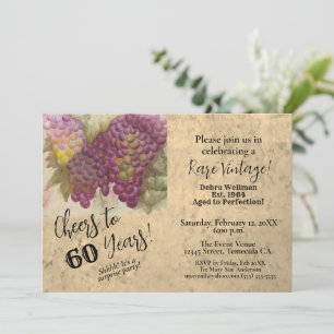 Surprise 60th Wine Party Rare Vintage Birthday Invitation