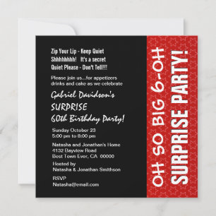 SURPRISE 60th Year Birthday Red Stars Q004 Invitation