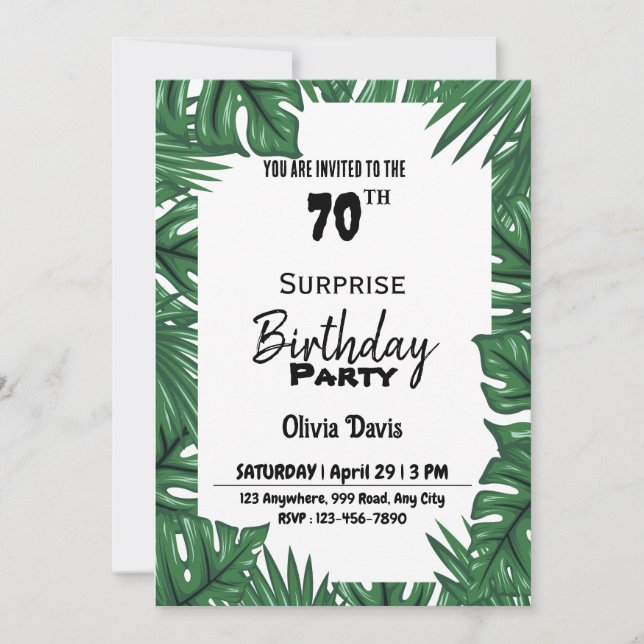 Surprise 70e anniversaire de fête Invitation (Devant)