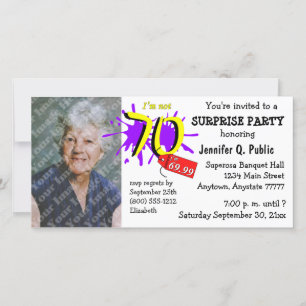 Surprise 70e anniversaire de fête Photo Invitation