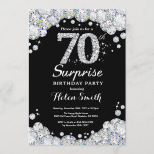 Surprise 70e anniversaire Invitation Silver Diamon