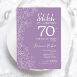 Surprise 70th Birthday - Floral Purple Invitation<br><div class="desc">Floral Purple Surprise 70th Birthday Invitation. Minimalist modern feminine design features botanical accents and typography script font. Simple floral invite card perfect for a stylish female surprise bday celebration.</div>