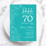 Surprise 70th Birthday - Floral Turquoise Invitation<br><div class="desc">Floral Turquoise Surprise 70th Birthday Invitation. Minimalist modern feminine design features botanical accents and typography script font. Simple floral invite card perfect for a stylish female surprise bday celebration.</div>
