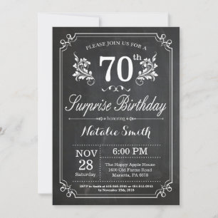 Surprise 70th Birthday Invitation Chalkboard