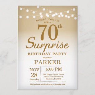 Surprise 70th Birthday Invitation Gold